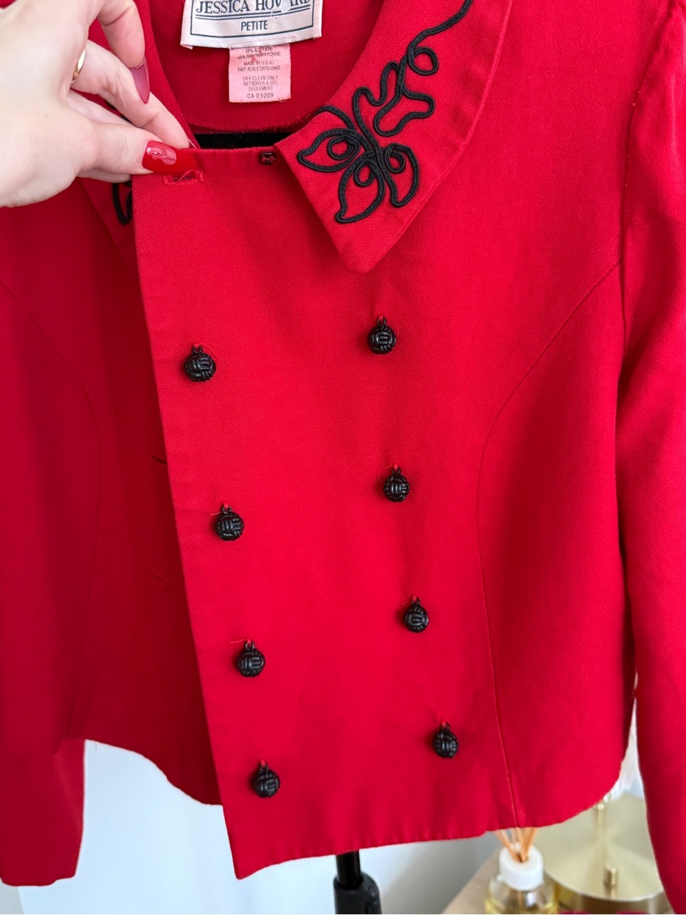 Vintage Jessica Howard Red Embroidered Cropped Jacket - Picture 4 of 16